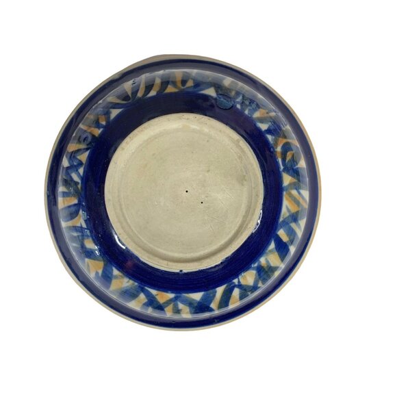 Handmade Stoneware Pottery Bowl Blue Brown 7" Top Diameter 3" Tall - Picture 5 of 5